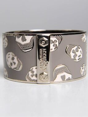 Alexander McQueen Silver and Gray Skull Cuff
